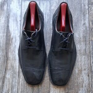 Johnston&Murphy Men's 10M Blk Leather Cap Toe Oxford Dress Shoes Excellent Soles